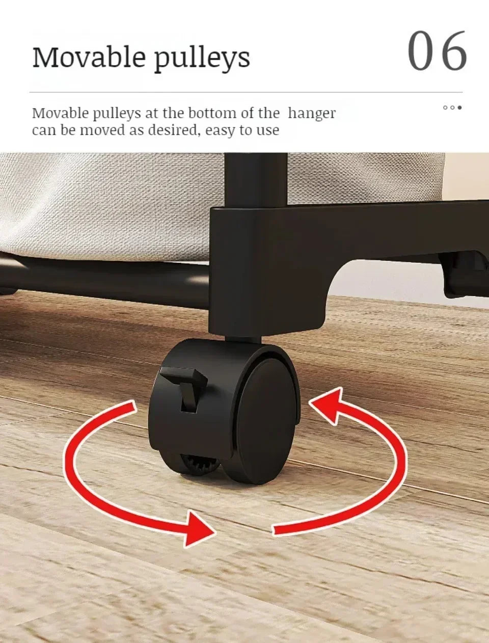 Movable Coat Rack Double Clothes Shelf Simple Rod Clothes Floor-Standing Bedroom Telescopic Floor Hangers Storage Coat Rack
