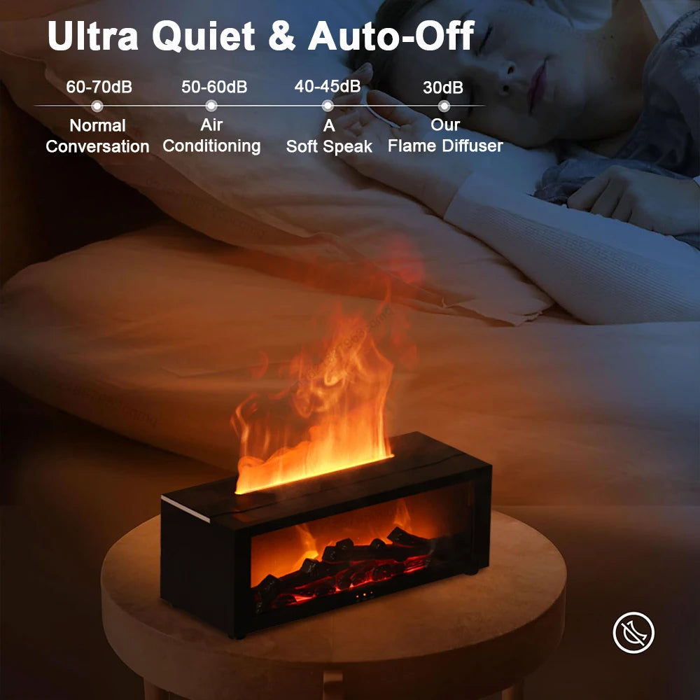 2-in-1 Aroma Diffuser and Air Humidifier – Realistic Flame, LED Ambient Light, and Remote Control