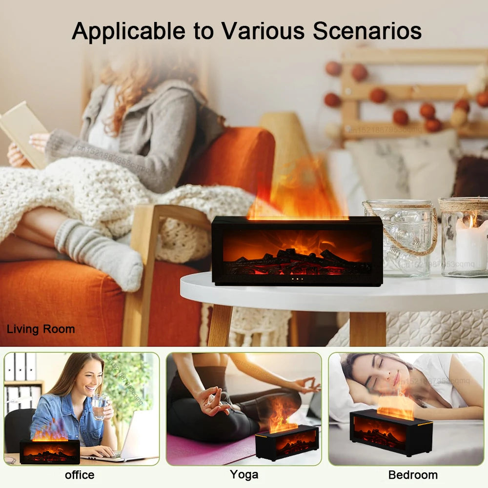 2-in-1 Aroma Diffuser and Air Humidifier – Realistic Flame, LED Ambient Light, and Remote Control