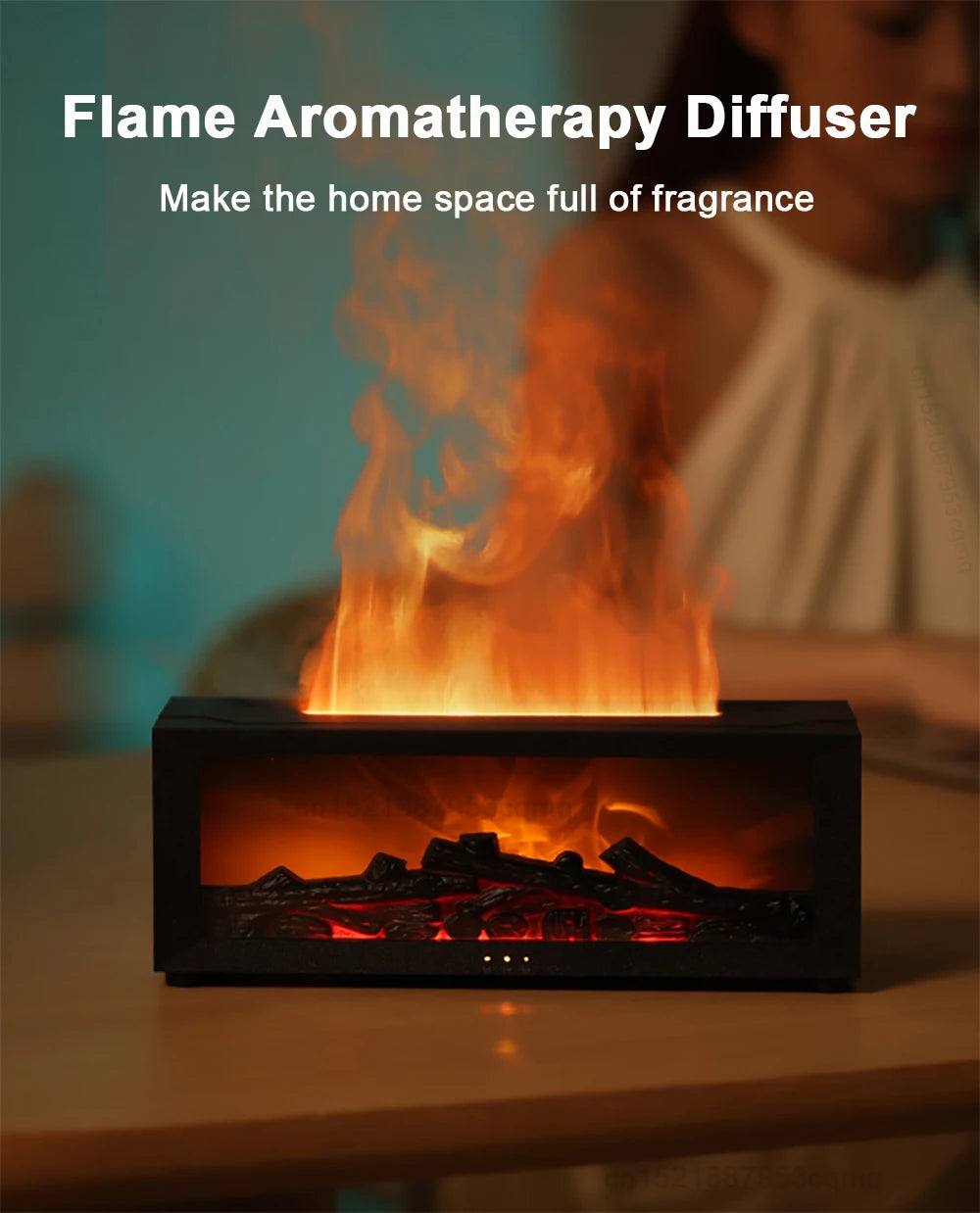 2-in-1 Aroma Diffuser and Air Humidifier – Realistic Flame, LED Ambient Light, and Remote Control