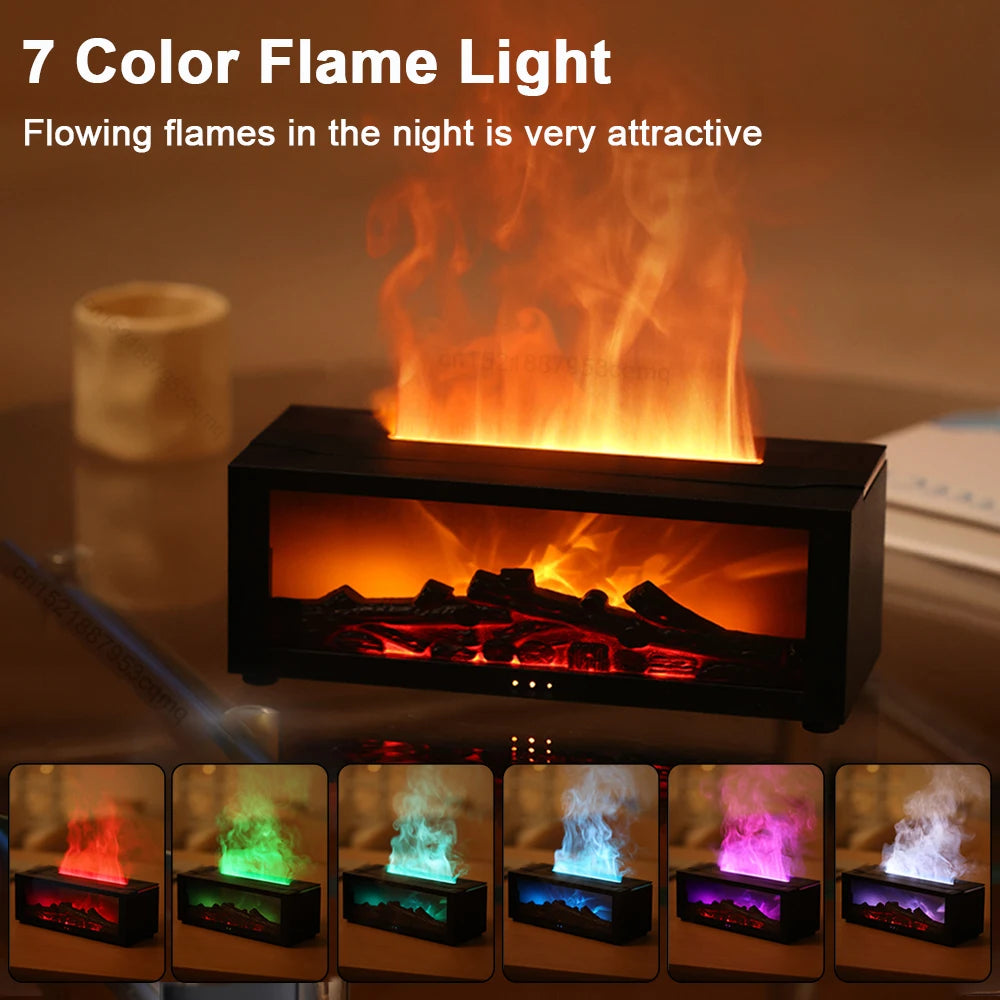 2-in-1 Aroma Diffuser and Air Humidifier – Realistic Flame, LED Ambient Light, and Remote Control