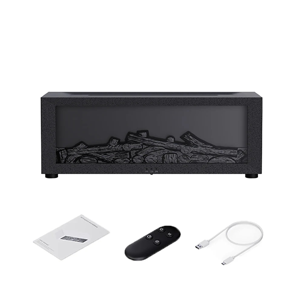2-in-1 Aroma Diffuser and Air Humidifier – Realistic Flame, LED Ambient Light, and Remote Control